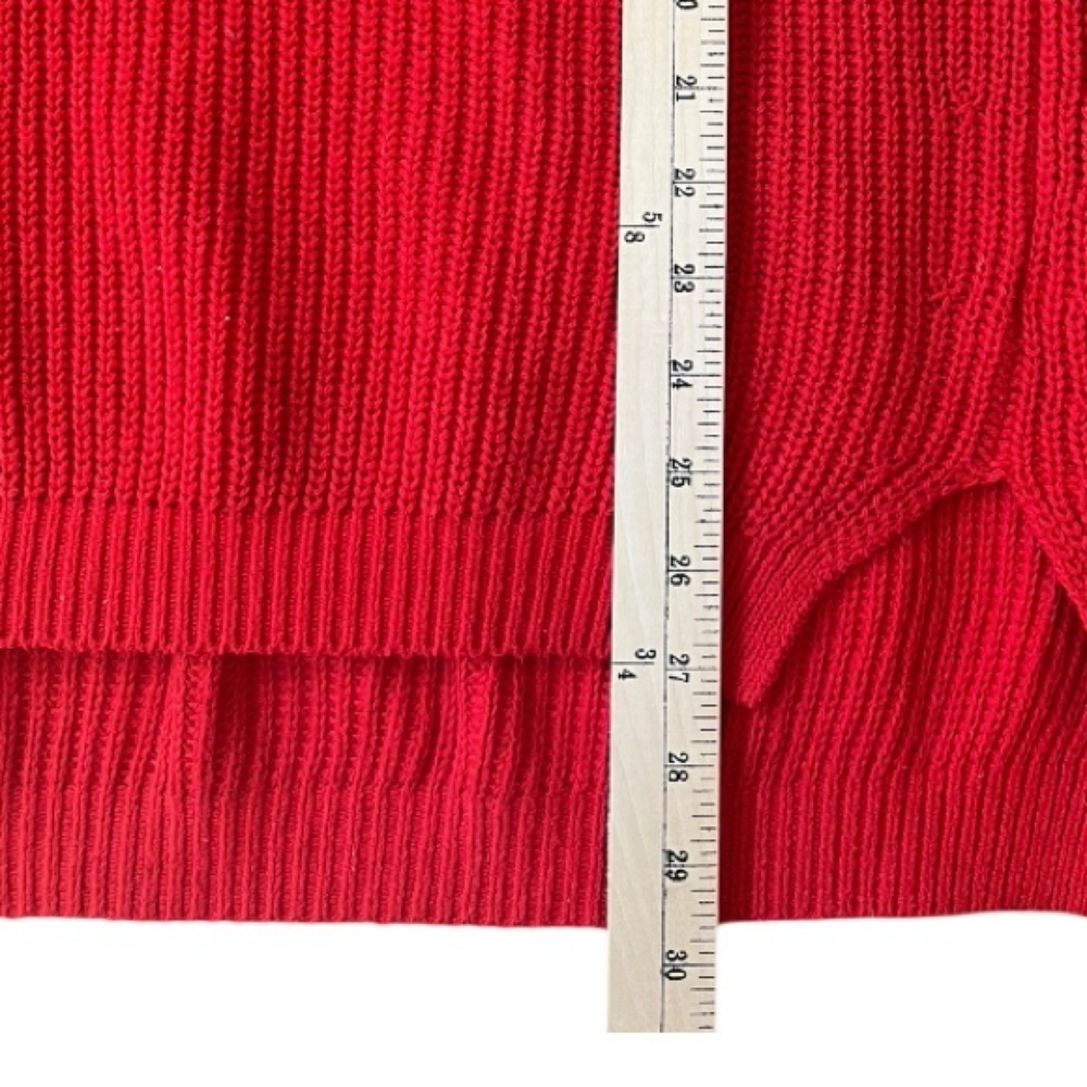 Express Oversized Red V Neck Long Sleeve Pullover Sweater Arm Stripes Size SP - Picture 5 of 7
